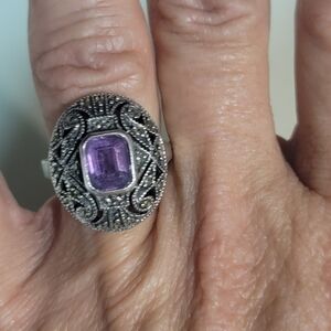 Vintage Sterling Silver and Amethyst Ring